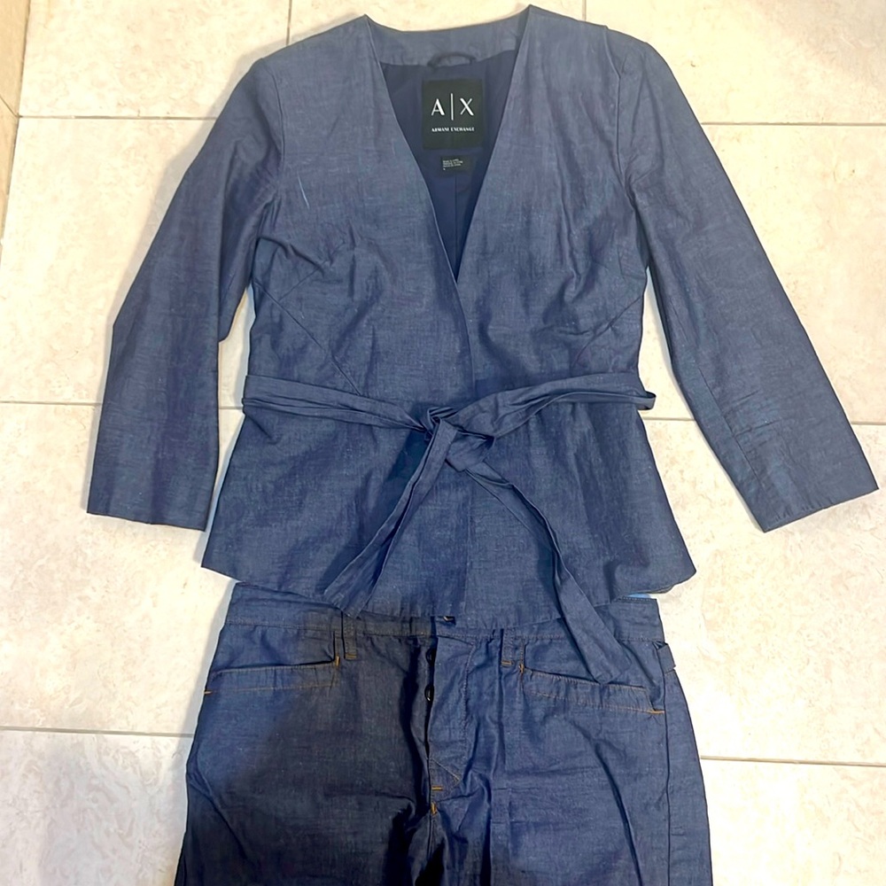 AX Armani Exchange navy cotton blended pants set size:4 & 27”
